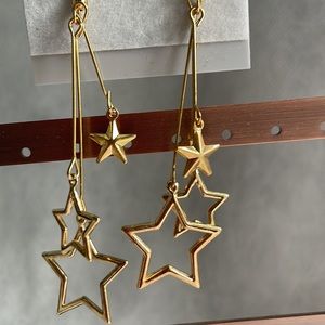 Vintage 1980s Shooting star earrings goldstone unused Christmas Holiday